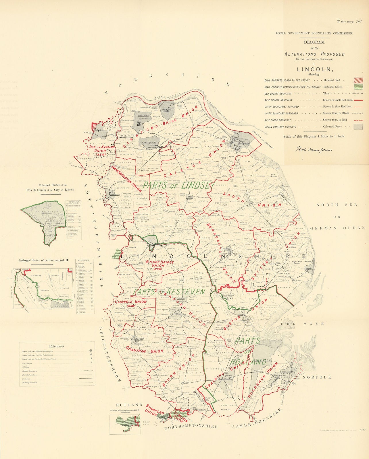 Alterations Proposed in Lincolnshire. JONES. BOUNDARY COMMISSION 1888 old map